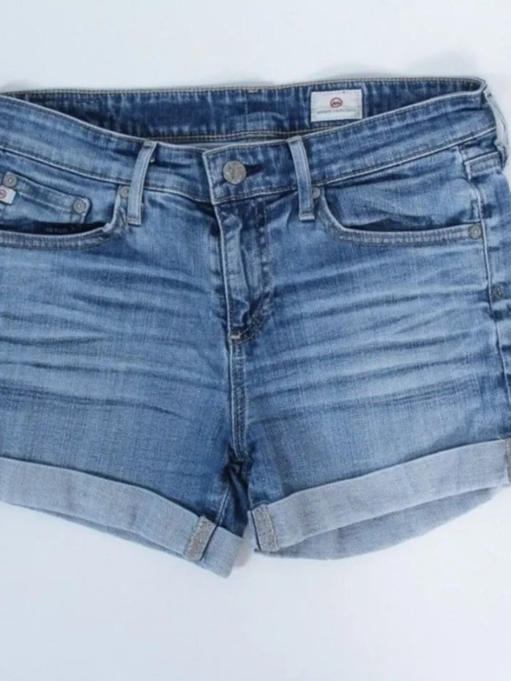 Adriano Goldschmied AG Shorts Hailey Ex-Boyfriend Roll Up Blue Denim Size 26